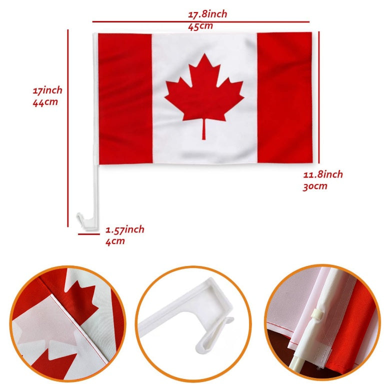 Football Fan Car Window Flag 2 pieces– pole included, 30x45cm(12x16inch)