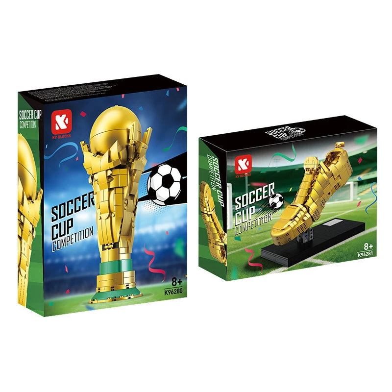 Football Championship Trophy Building Blocks Golden Boot Bricks Toys for Boys Christmas Gift Set