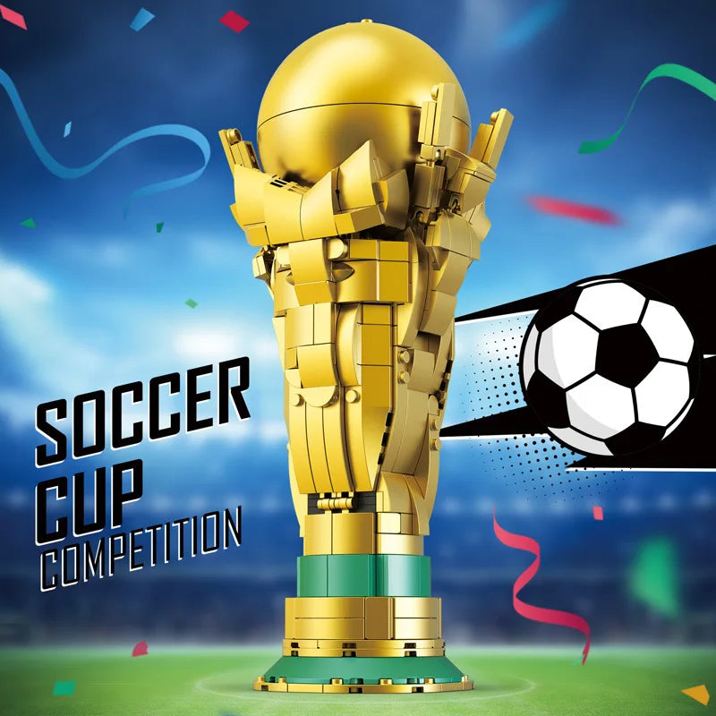 Football Championship Trophy Building Blocks Golden Boot Bricks Toys for Boys Christmas Gift Set