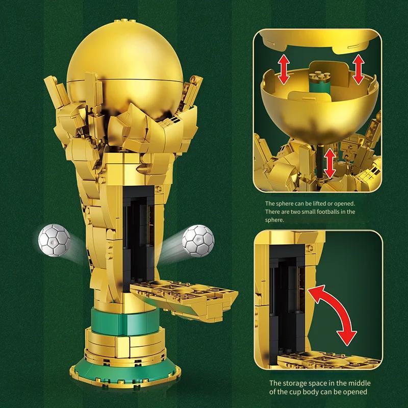 Football Championship Trophy Building Blocks Golden Boot Bricks Toys for Boys Christmas Gift Set