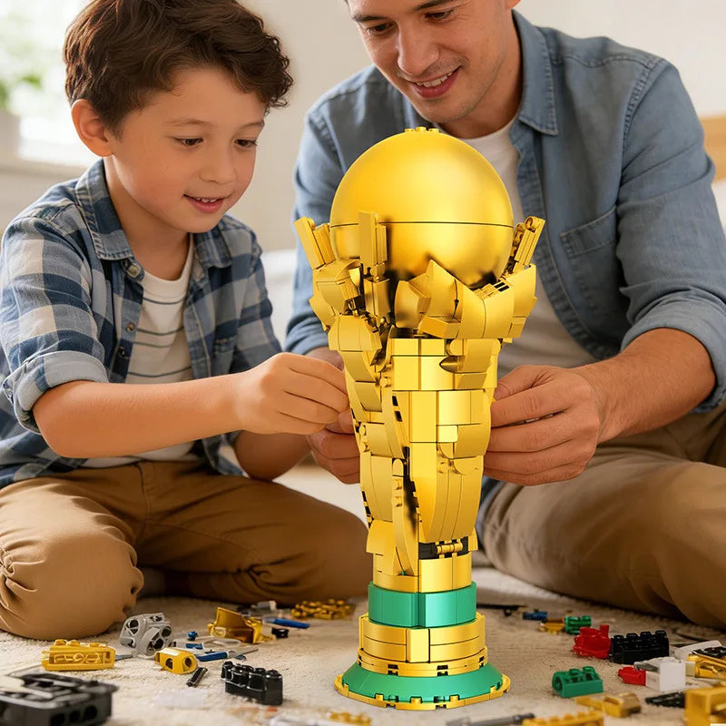 Football Championship Trophy Building Blocks Golden Boot Bricks Toys for Boys Christmas Gift Set