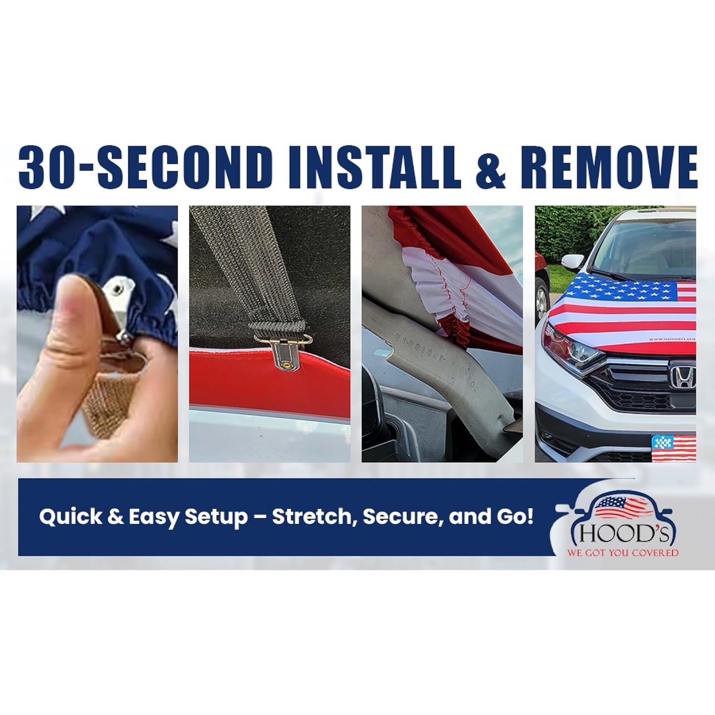 American mexico Flag Car Hood Cover 63"x47" (160x120 cm) – USA Stars & Stripes Decoration – Universal Fit Cover for Trucks, Cars, SUV