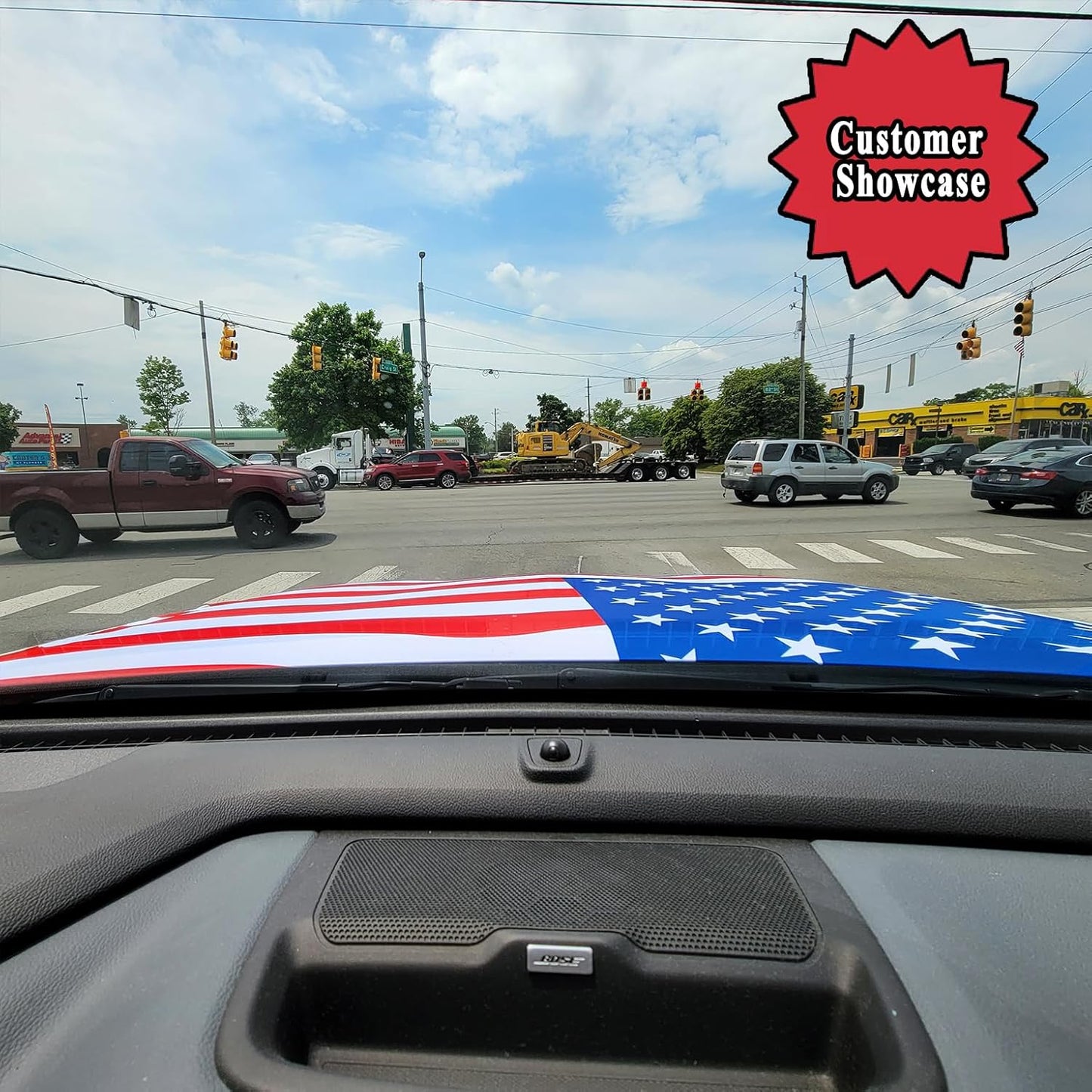 American mexico Flag Car Hood Cover 63"x47" (160x120 cm) – USA Stars & Stripes Decoration – Universal Fit Cover for Trucks, Cars, SUV