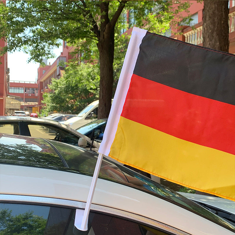 Football Fan Car Window Flag 2 pieces– pole included, 30x45cm(12x16inch)