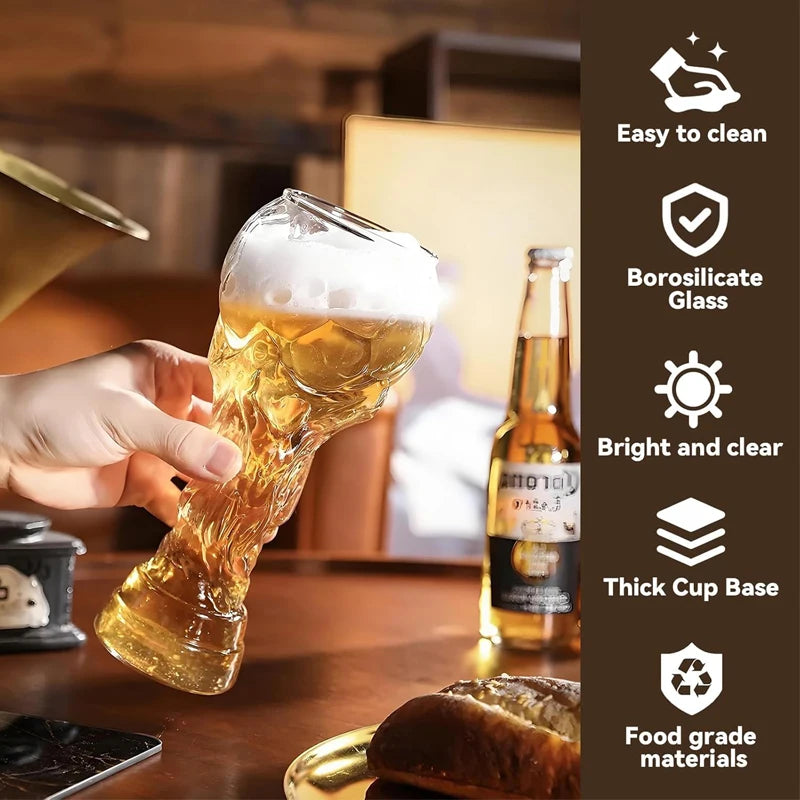 Glass Beer Mugs Set of 6 – Creative Crystal Clear Beer Mug for Bar, Parties & Beer Lovers