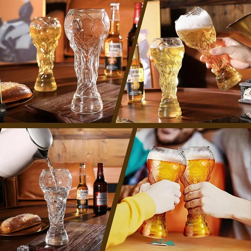 Glass Beer Mugs Set of 6 – Creative Crystal Clear Beer Mug for Bar, Parties & Beer Lovers