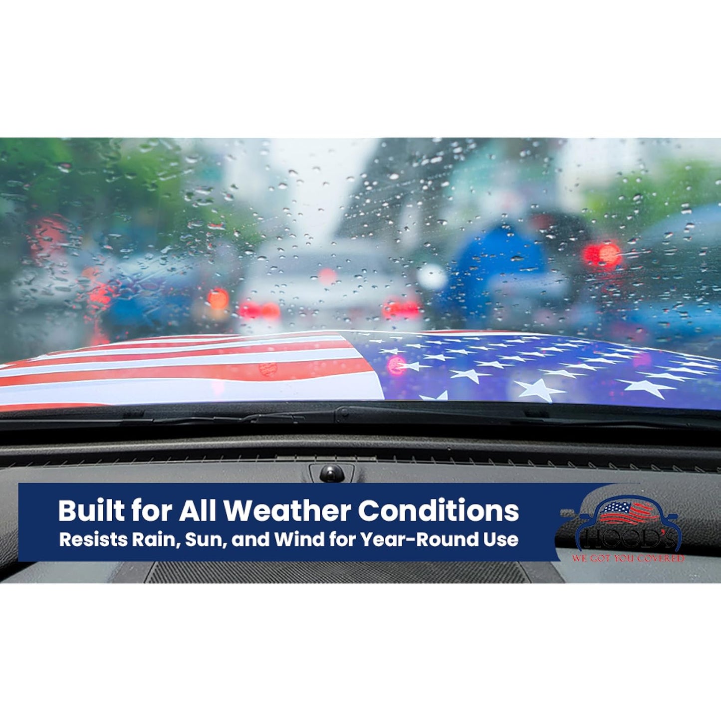 American mexico Flag Car Hood Cover 63"x47" (160x120 cm) – USA Stars & Stripes Decoration – Universal Fit Cover for Trucks, Cars, SUV
