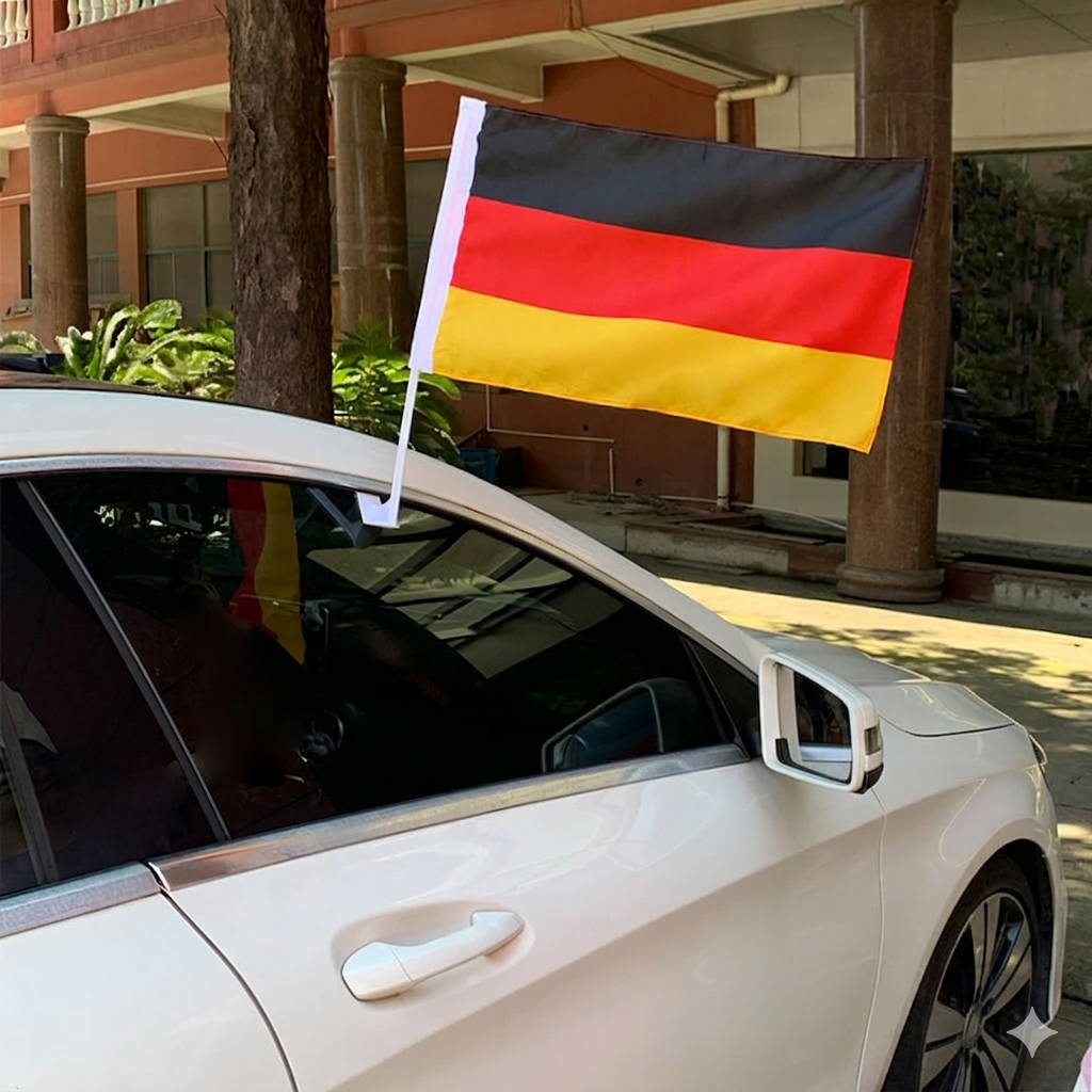 Football Fan Car Window Flag 2 pieces– pole included, 30x45cm(12x16inch)